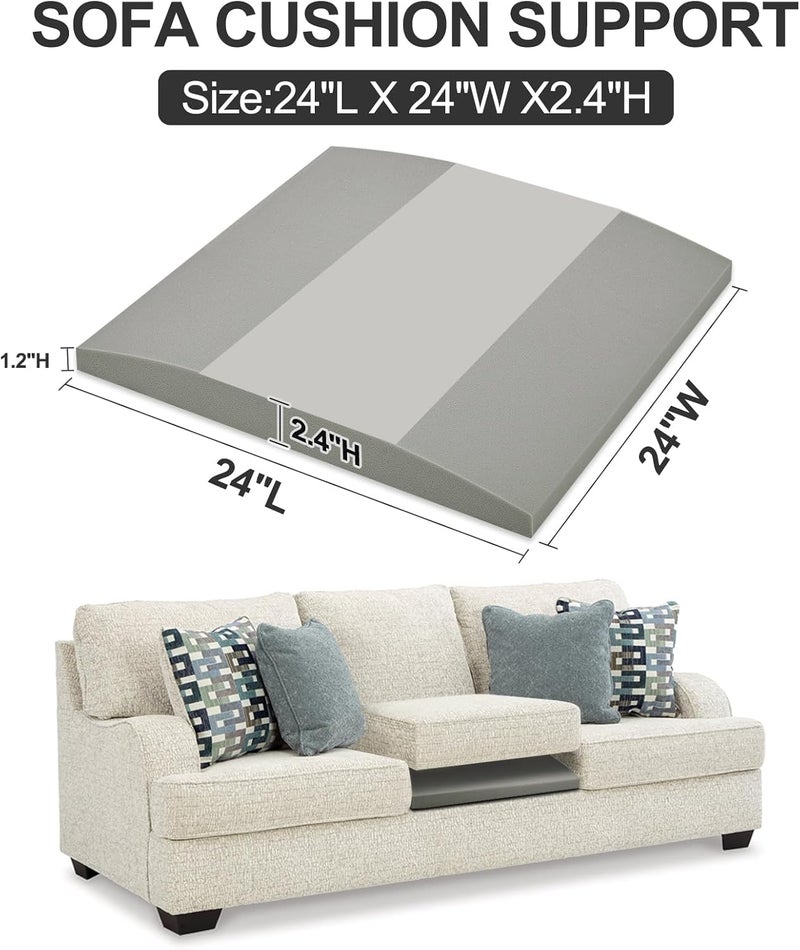 HAVARGO Couch Cushion Support High Density Foam 24X24X2.4 Inches Sofa Couch Supports for Sagging Cushions Light Grey 3Pc with Anti Slip Mesh Fabric - Image 3